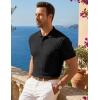 image:imageJMIERR Mens Casual Polo Shirt Knitted Textured Short Sleeve Stretch Golf Shirt Summer Vacation Beach Collared ShirtsBlack