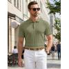 image:imageJMIERR Mens Casual Polo Shirt Knitted Textured Short Sleeve Stretch Golf Shirt Summer Vacation Beach Collared ShirtsFour Leaf Clover