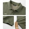image:imageJMIERR Mens Casual Polo Shirt Knitted Textured Short Sleeve Stretch Golf Shirt Summer Vacation Beach Collared ShirtsFour Leaf Clover