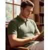 image:imageJMIERR Mens Casual Polo Shirt Knitted Textured Short Sleeve Stretch Golf Shirt Summer Vacation Beach Collared ShirtsFour Leaf Clover