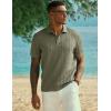 image:imageJMIERR Mens Casual Polo Shirt Knitted Textured Short Sleeve Stretch Golf Shirt Summer Vacation Beach Collared ShirtsFour Leaf Clover