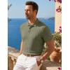 image:imageJMIERR Mens Casual Polo Shirt Knitted Textured Short Sleeve Stretch Golf Shirt Summer Vacation Beach Collared ShirtsFour Leaf Clover