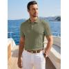 image:imageJMIERR Mens Casual Polo Shirt Knitted Textured Short Sleeve Stretch Golf Shirt Summer Vacation Beach Collared ShirtsFour Leaf Clover