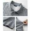 image:imageJMIERR Mens Casual Polo Shirt Knitted Textured Short Sleeve Stretch Golf Shirt Summer Vacation Beach Collared ShirtsGray