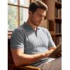 image:imageJMIERR Mens Casual Polo Shirt Knitted Textured Short Sleeve Stretch Golf Shirt Summer Vacation Beach Collared ShirtsGray