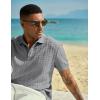 image:imageJMIERR Mens Casual Polo Shirt Knitted Textured Short Sleeve Stretch Golf Shirt Summer Vacation Beach Collared ShirtsGray