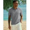 image:imageJMIERR Mens Casual Polo Shirt Knitted Textured Short Sleeve Stretch Golf Shirt Summer Vacation Beach Collared ShirtsGray