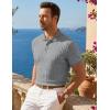 image:imageJMIERR Mens Casual Polo Shirt Knitted Textured Short Sleeve Stretch Golf Shirt Summer Vacation Beach Collared ShirtsGray