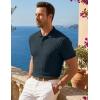 image:imageJMIERR Mens Casual Polo Shirt Knitted Textured Short Sleeve Stretch Golf Shirt Summer Vacation Beach Collared ShirtsNavy Blue