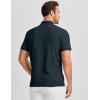 image:imageJMIERR Mens Casual Polo Shirt Knitted Textured Short Sleeve Stretch Golf Shirt Summer Vacation Beach Collared ShirtsNavy Blue
