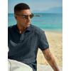 image:imageJMIERR Mens Casual Polo Shirt Knitted Textured Short Sleeve Stretch Golf Shirt Summer Vacation Beach Collared ShirtsNavy Blue