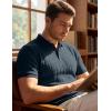 image:imageJMIERR Mens Casual Polo Shirt Knitted Textured Short Sleeve Stretch Golf Shirt Summer Vacation Beach Collared ShirtsNavy Blue
