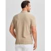 image:imageJMIERR Mens Casual Polo Shirt Knitted Textured Short Sleeve Stretch Golf Shirt Summer Vacation Beach Collared ShirtsParchment