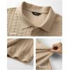 image:imageJMIERR Mens Casual Polo Shirt Knitted Textured Short Sleeve Stretch Golf Shirt Summer Vacation Beach Collared ShirtsParchment