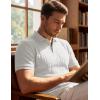 image:imageJMIERR Mens Casual Polo Shirt Knitted Textured Short Sleeve Stretch Golf Shirt Summer Vacation Beach Collared ShirtsWhite