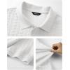image:imageJMIERR Mens Casual Polo Shirt Knitted Textured Short Sleeve Stretch Golf Shirt Summer Vacation Beach Collared ShirtsWhite