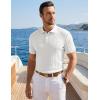 image:imageJMIERR Mens Casual Polo Shirt Knitted Textured Short Sleeve Stretch Golf Shirt Summer Vacation Beach Collared ShirtsWhite
