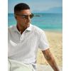 image:imageJMIERR Mens Casual Polo Shirt Knitted Textured Short Sleeve Stretch Golf Shirt Summer Vacation Beach Collared ShirtsWhite