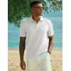 image:imageJMIERR Mens Casual Polo Shirt Knitted Textured Short Sleeve Stretch Golf Shirt Summer Vacation Beach Collared ShirtsWhite