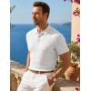 image:imageJMIERR Mens Casual Polo Shirt Knitted Textured Short Sleeve Stretch Golf Shirt Summer Vacation Beach Collared ShirtsWhite