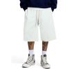 image:imageJMIERR 2026 Mens Baggy Sweat Shorts Lightweight Under Knee Casual Raw Hem Drawstring Y2K Shorts Loose Fit Gym ShortsWhite
