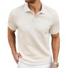 image:imageJMIERR Mens Casual Polo Shirt Knitted Textured Short Sleeve Stretch Golf Shirt Summer Vacation Beach Collared ShirtsApricot