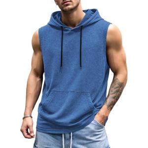 image:imageJMIERR Mens 2026 Vintage Washed Sleeveless Hoodie Tank Top Cotton Muscle Workout Gym Streetwear ShirtBlue 2