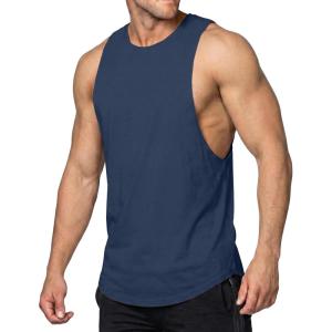 image:imageJMIERR Mens Drop Arm Tank Tops Gym Workout Sleeveless Muscle Shirts Cut Off Summer Tee ShirtDark Blue