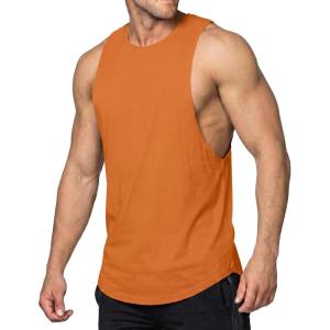 image:imageJMIERR Mens Drop Arm Tank Tops Gym Workout Sleeveless Muscle Shirts Cut Off Summer Tee ShirtOrange