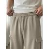 image:imageJMIERR Mens Lightweight Baggy Wide Leg Cargo Sweatpants Drawstring Adjustable Ankles Pants with Multiple PocketsParchment