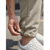 image:imageJMIERR Mens Lightweight Baggy Wide Leg Cargo Sweatpants Drawstring Adjustable Ankles Pants with Multiple PocketsParchment