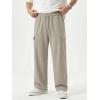 image:imageJMIERR Mens Lightweight Baggy Wide Leg Cargo Sweatpants Drawstring Adjustable Ankles Pants with Multiple PocketsParchment