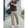 image:imageJMIERR Mens Lightweight Baggy Wide Leg Cargo Sweatpants Drawstring Adjustable Ankles Pants with Multiple PocketsParchment