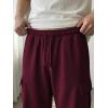 image:imageJMIERR Mens Lightweight Baggy Wide Leg Cargo Sweatpants Drawstring Adjustable Ankles Pants with Multiple PocketsRed