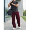 image:imageJMIERR Mens Lightweight Baggy Wide Leg Cargo Sweatpants Drawstring Adjustable Ankles Pants with Multiple PocketsRed
