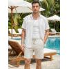 image:imageJMIERR Mens Casual 7 Shorts Summer Drawstring Elastic Waist Beach Sweat Shorts Texture with PocketsApricot