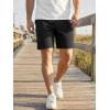 image:imageJMIERR Mens Casual 7 Shorts Summer Drawstring Elastic Waist Beach Sweat Shorts Texture with PocketsBlack