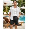 image:imageJMIERR Mens Casual 7 Shorts Summer Drawstring Elastic Waist Beach Sweat Shorts Texture with PocketsBlack