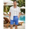 image:imageJMIERR Mens Casual 7 Shorts Summer Drawstring Elastic Waist Beach Sweat Shorts Texture with PocketsBlue