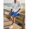 image:imageJMIERR Mens Casual 7 Shorts Summer Drawstring Elastic Waist Beach Sweat Shorts Texture with PocketsBlue