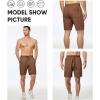 image:imageJMIERR Mens Casual 7 Shorts Summer Drawstring Elastic Waist Beach Sweat Shorts Texture with PocketsChocolate Brown