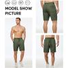 image:imageJMIERR Mens Casual 7 Shorts Summer Drawstring Elastic Waist Beach Sweat Shorts Texture with PocketsGreen