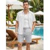 image:imageJMIERR Mens Casual 7 Shorts Summer Drawstring Elastic Waist Beach Sweat Shorts Texture with PocketsGrey