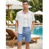 image:imageJMIERR Mens Casual 7 Shorts Summer Drawstring Elastic Waist Beach Sweat Shorts Texture with PocketsGrey Blue
