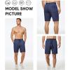 image:imageJMIERR Mens Casual 7 Shorts Summer Drawstring Elastic Waist Beach Sweat Shorts Texture with PocketsNavy Blue