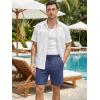 image:imageJMIERR Mens Casual 7 Shorts Summer Drawstring Elastic Waist Beach Sweat Shorts Texture with PocketsNavy Blue