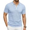 image:imageJMIERR Mens Short Sleeve Knit Polo Shirt Summer Casual Ribbed Texture Golf Polos T ShirtsBeau Blue