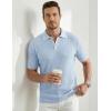image:imageJMIERR Mens Short Sleeve Knit Polo Shirt Summer Casual Ribbed Texture Golf Polos T ShirtsBeau Blue