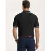image:imageJMIERR Mens Short Sleeve Knit Polo Shirt Summer Casual Ribbed Texture Golf Polos T ShirtsBlack