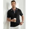 image:imageJMIERR Mens Short Sleeve Knit Polo Shirt Summer Casual Ribbed Texture Golf Polos T ShirtsBlack